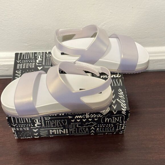 Mini Melissa Glittery Cosmic comfy sandal size 10 in white - Picture 11 of 13